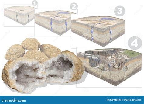 How A Geode Is Formed In Sedimentary Rocks Stock Illustration