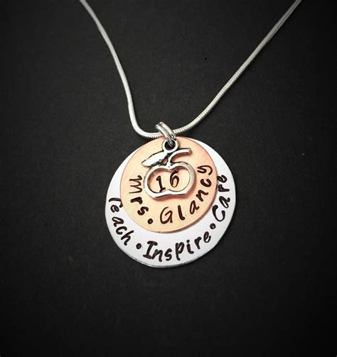 Personalized Teacher Necklace Teachers Jewelry Teacher