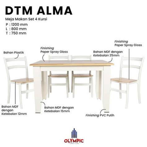 Jual Dining Table Meja Makan Set Kursi Olympic Dtm Alma Bogor Dan