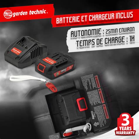 Tondeuse Sur Batterie Tde V Lif V Ah Elem Garden Technic