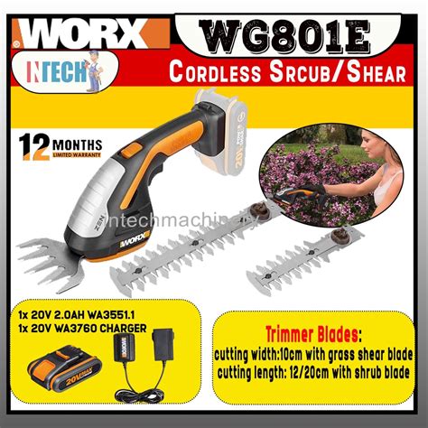 Worx Wg E V Zen Cordless Shrub Grass Shear C W X V Ah Wa