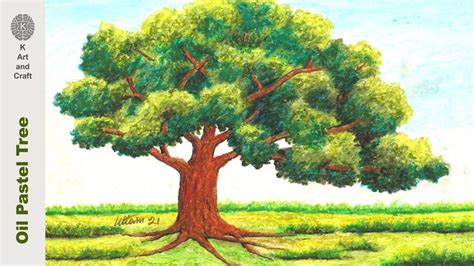 How To Draw A Tree By Oil Pastel Step By Step Tree Drawing For