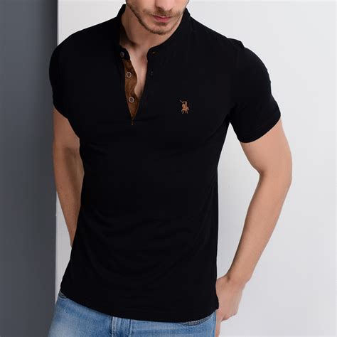 Christopher Collarless Polo Black Small Dewberry Touch Of Modern