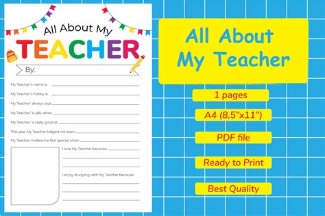 All About My Teacher Graphic By Kids Zone · Creative Fabrica