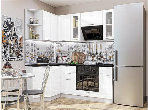 Угловая кухня Валерия-М-04 Белый глянец Белый 2140*1300/1900*600 ...