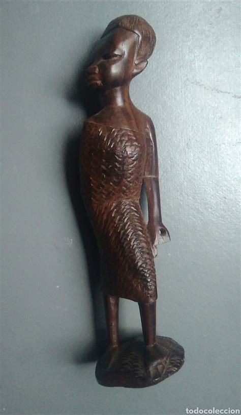 Bonita Figura Africana Madera Ebano 16 X 4 X Comprar Esculturas De