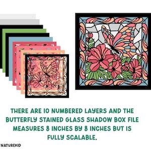 Butterfly Stained Glass Shadow Box Svg Butterfly On Azalea Flowers