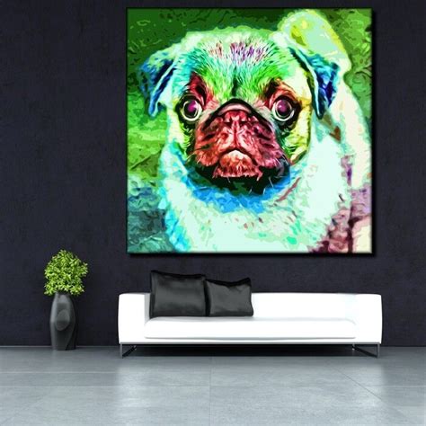 LEINWAND BILD ER XXL POP ART GRAFFITI MODERNE KUNST ABSTRAKT MOPS HUND