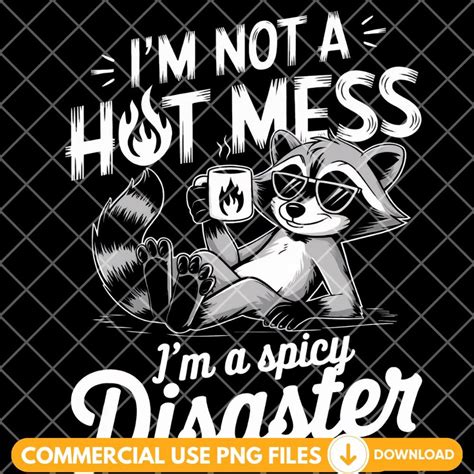 I M Not A Hot Mess I M A Spicy Disaster Png Funny Raccoon Png Sarcastic