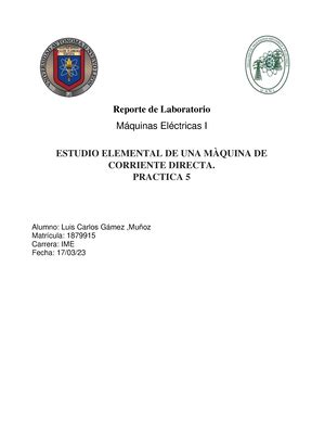 Practica Lab De Maquinas Electricas Reporte De Laboratorio