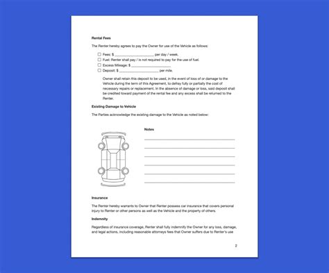 Car Rental Contract Template Editable Instant Download Car Rental Agreement Form Auto Rental