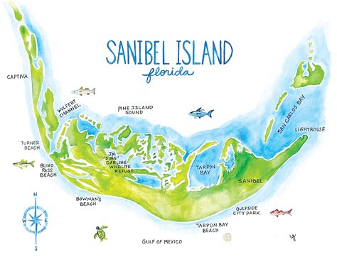 Sanibel Island Map - Etsy