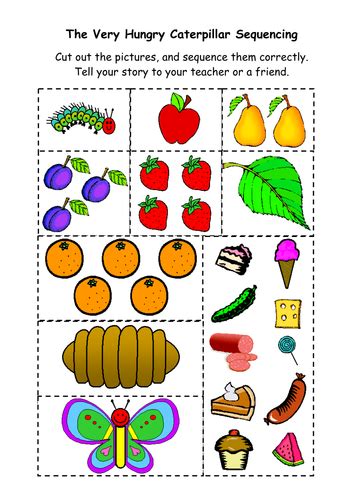 The Very Hungry Caterpillar Sequencing Sheet Preschool Books