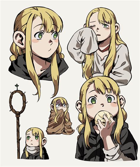 Safebooru 1girl Alternate Species Asymmetrical Bangs Black Robe Blanket Blonde Hair Blush