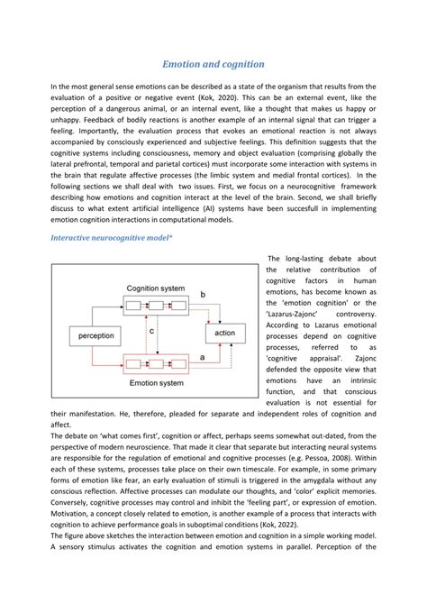 (PDF) Emotion and cognition