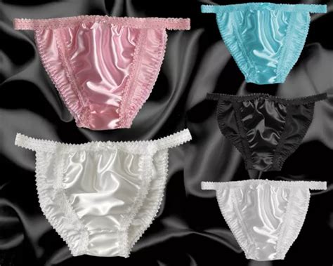 Soft Satin Sissy Frilly Lace Tanga Panties Knickers Bikini Cd Tv Size