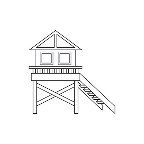 Wooden Stilt House Icon Outline Style Vector Art At Vecteezy