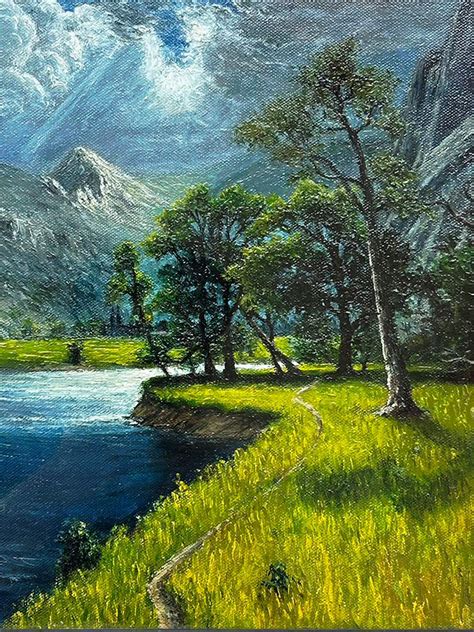 Yosemite Valley Oil On Canvas By Somnath Harne With Frame