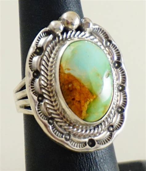 Item H Large Women S Vintage Navajo Kingman Turquoise Sterling