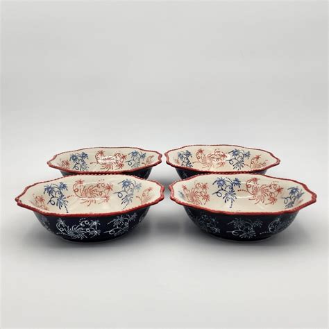 Temp Tations Floral Lace Firework Cereal Soup Dinner Bowls Set Of 4 Etsy