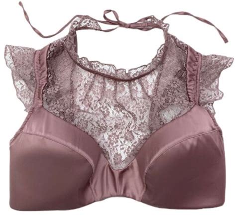 Victorias Secret Dream Angels Lined Plunge High Neck Lace And Satin Bra