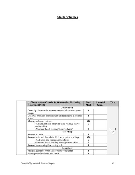 Caribbean Seconday Examination Council Physics Sba Lab Mark Schemepdf