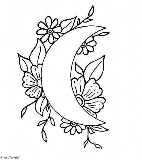 Luna Con Flores Para Colorear