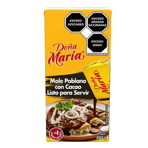 Mole Doña María Poblano Con Cacao Listo Para Servir 360 G Walmart