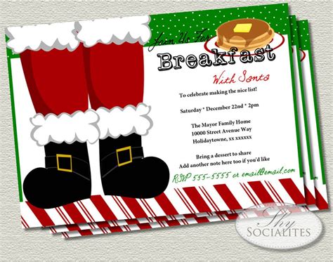 Pancake Breakfast Santa Invitations Christmas Party T Etsy