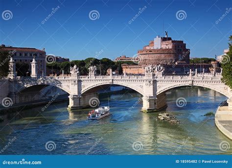 Sant Angelo Castel And Ponte Vittorio Emanuele Stock Photo Image Of