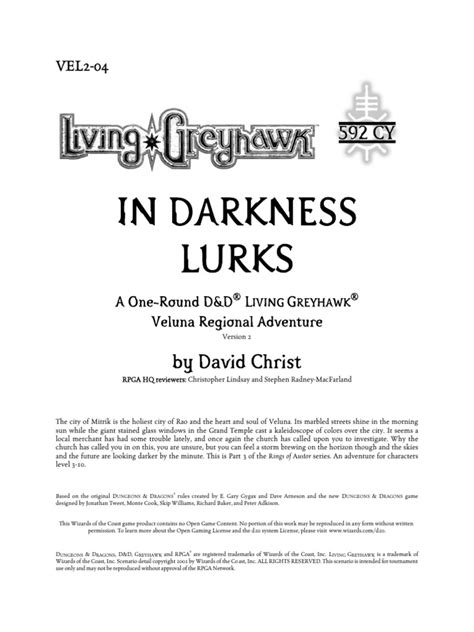 VEL2-04 In Darkness Lurks (3E) | PDF