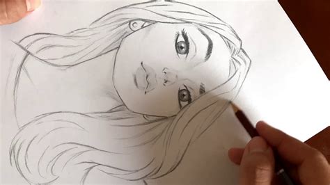 Pencil Sketch Girl Face