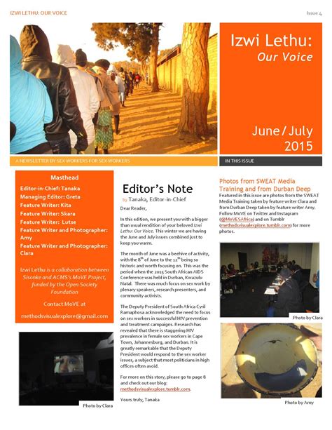 Izwi Lethu Our Voices Newsletter Issue 4 Double Issue June July