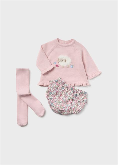 Conjunto 3 piezas recién nacida Rosa Baby Mayoral