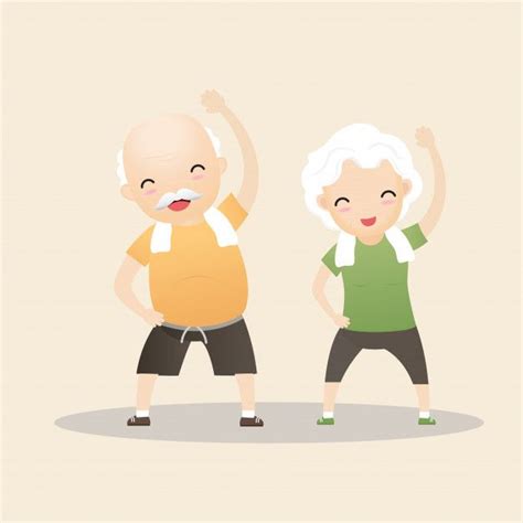 Old People Exercise Cartoon