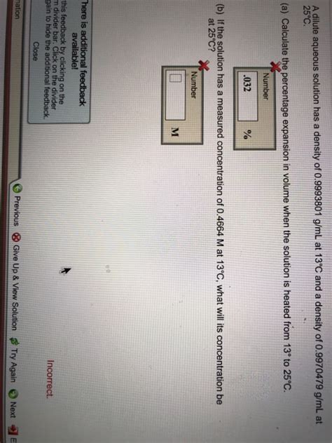 Solved A Dilute Aqueous Solution Has A Density Of Chegg