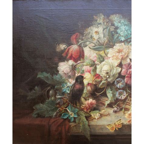 Hans Zatzka Oil On Canvas Wicker Basket Of Spring Flowers For Sale At