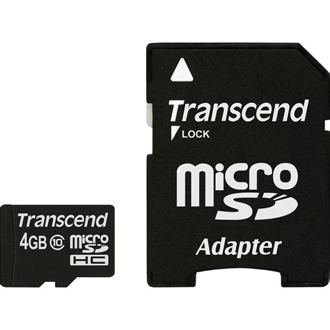 Transcend 4GB Premium microSDHC Memory Card with SD TS4GUSDHC10