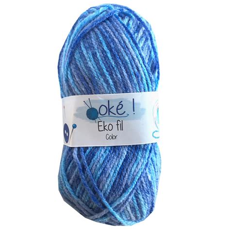 blauw gemeleerd acrylgaren - Ekofil - goedkoopgaren.nl