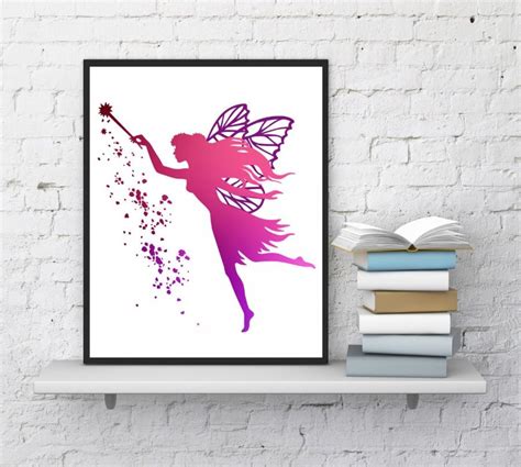 Fairy Wall Art Fairy Print Pink Fairy Girls Room Decor Disneyland