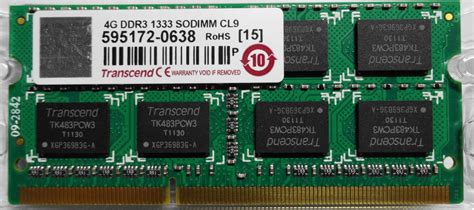 Transcend ノートpc用メモリ Pc3 10600 Ddr3 1333 4gb 15v 204pin So Dimm