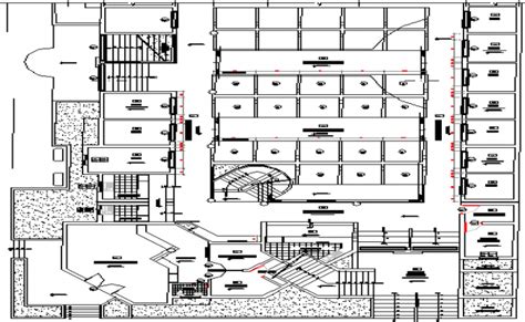 First floor layout plan details of urban area industrial plant dwg file