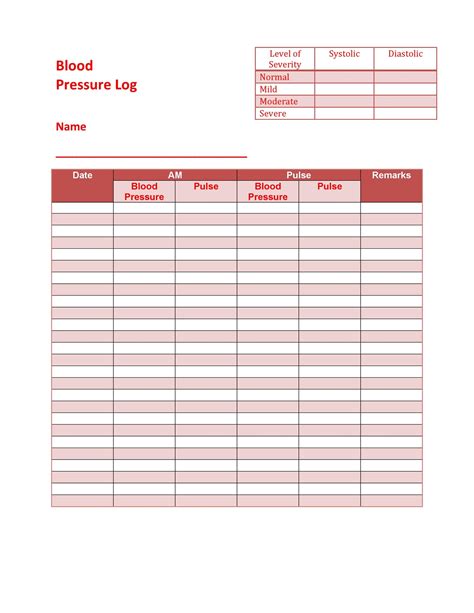 Free Printable Blank Blood Pressure Chart Asevshowcase