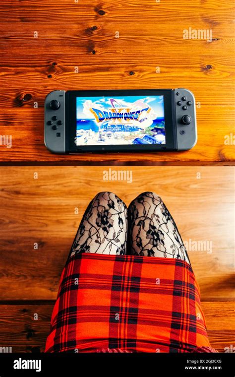 Nintendo switch playing Dragon Quest XI Stock Photo - Alamy