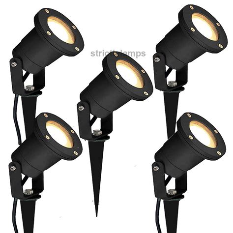 5 X Black Garden Spike Or Wall Light Gu10 50w Ip44 Spike Light Ebay