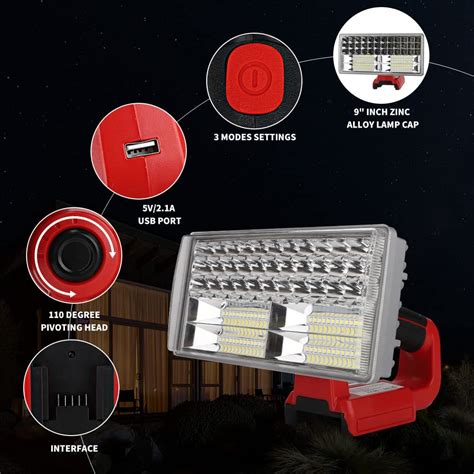 Led Work Light For Milwaukee M18 18v Li Ion Battery Outdoor Cordless Lamp W Usb Ebay