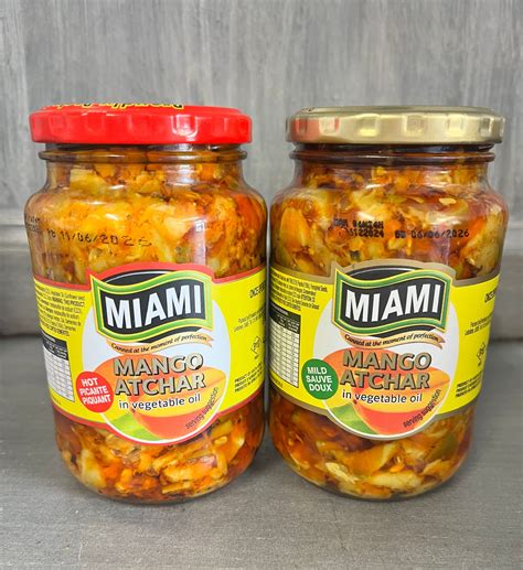 miami mango atchar hot  mild  vegetable oil jp meats