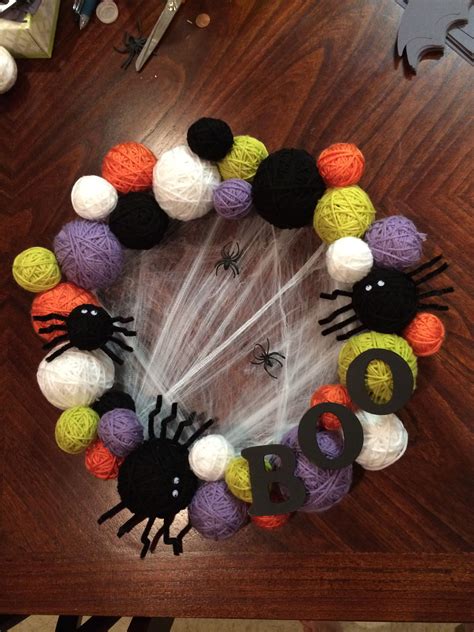 Halloween Yarn Wreath Halloween Yarn Halloween Fabric Wreath Halloween Yarn Wreath