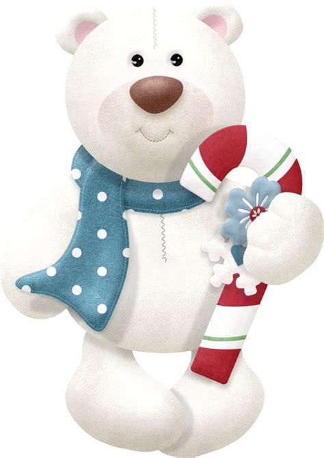 Download Polar Bear Plush Toy Holding Candy Cane