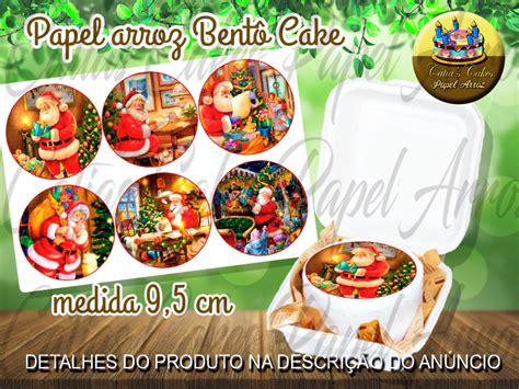 Papel De Arroz Bentô Bento Cake Mini Bolo Natal Papai Noel Elo7